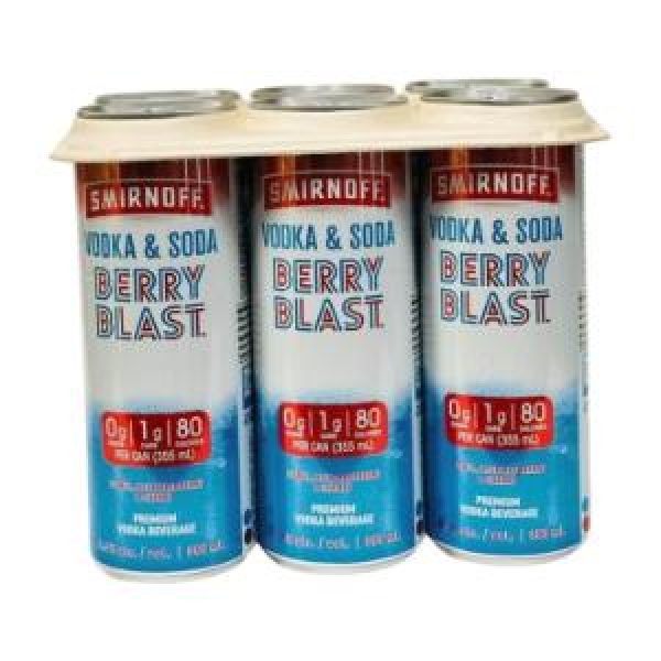 SMIRNOFF VODKA & SODA BERRY BLAST 6 CANS