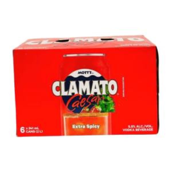 MOTT'S CLAMATO CAESAR EXTRA SPICY 6 CANS